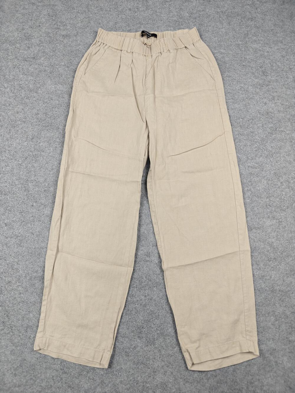 Quince Pants Womens XS Beige Chino Pull On Elastic Waist Pockets Linen